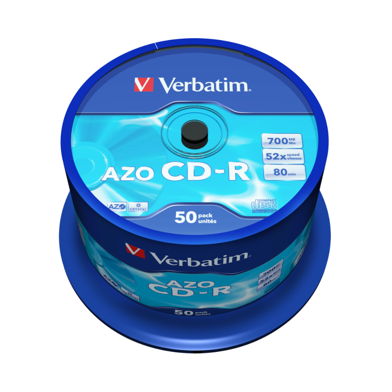 Оптичні диски Verbatim CD-R 700Mb 52x AZO Crystal 50 Pack Spindle (43343)